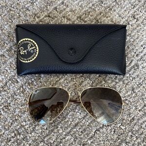Ray-Ban Gold Frame Aviator Sunglasses